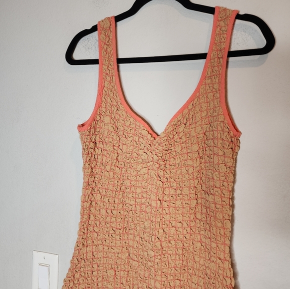 Free People Set The Bar Smocked Midi Sleeveless Dress Stretch Bodycon Medium - Picture 6 of 14